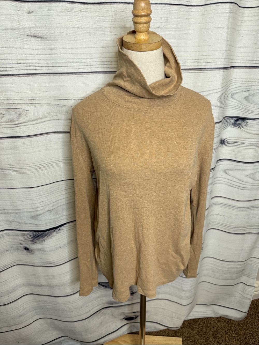 Jones New York Tan Cowl Neck Knit Sweater